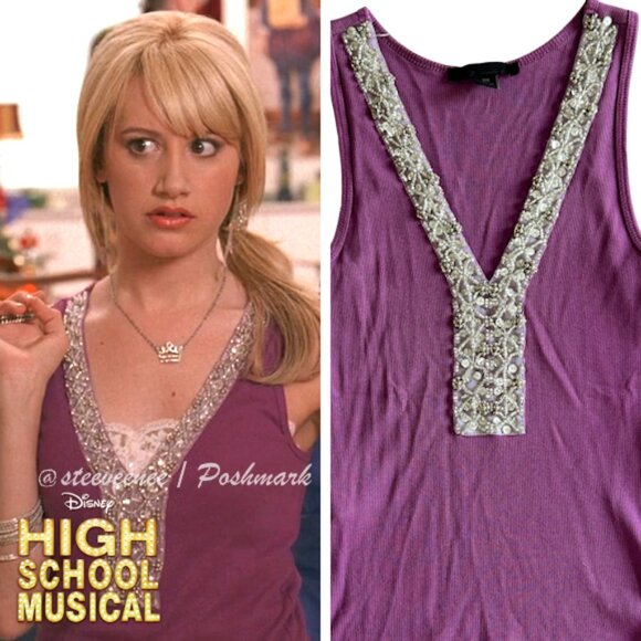 Purple V-neck Embellished Sequin Tank ASO Sharpay Evans - Picture 1 of 8